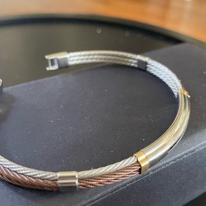 Alor 5 strand stainless and 18k Gold Cable bracelet.